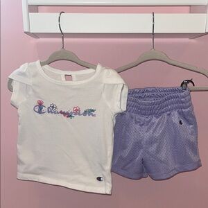 Champion Girls 12M Purple Tshirt Shorts Matching Set